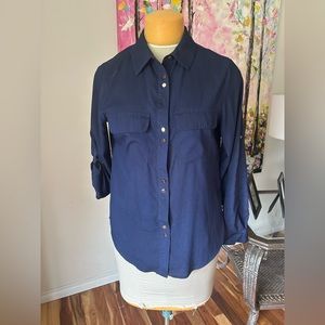 Classic ladies dress shirt. Deep blue/purple. Ivanka Trump. EUC. Sz M